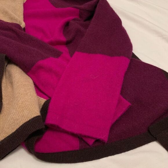 Charter Club Luxury Sz M 100% cashmere colorblock open drape cardigan sweater - Picture 8 of 8